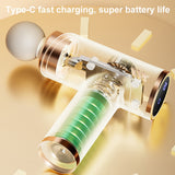 LCD Variable Frequency Silent Fascia Gun High Frequency Vibration Muscle Relaxation Massager(White)