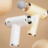 LCD Variable Frequency Silent Fascia Gun High Frequency Vibration Muscle Relaxation Massager(White)