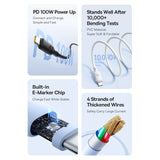 Baseus Silky Series 1m 100W USB-C / Type-C to Type-C Fast Charging Cable(White)