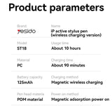 Yesido ST18 Magnetic Wireless Charging Stylus Pencil For iPad Series(White)