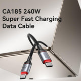 Yesido CA186 240W Type-C to Type-C Aluminum Alloy Data Cable, Length: 2m(Black)