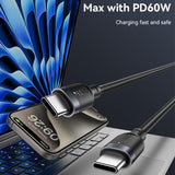 Yesido CA188 60W 3A USB-C / Type-C to Type-C Charging Data Cable, Length:0.3m(Black)