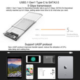ORICO 2139C3-CR USB3.1 Type C Transparent External Hard Disk Box Storage Case for 9.5mm 2.5 inch SATA HDD / SSD