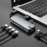 Basix T1908 8 In 1 Multi-function Type-C / USB-C HUB Expansion Dock (Grey) HDMI 4K
