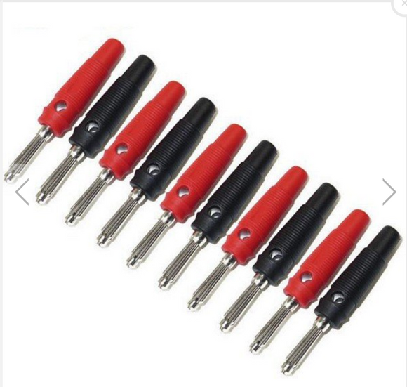 DANIU P3008 4mm 2 stk. Red and Black Copper Banana Plug Jack Speaker Amplifier Test Probes Connector