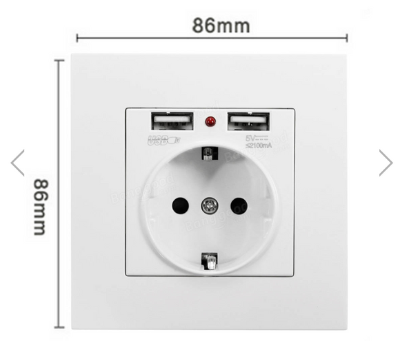 Excellway® 5V Max 2.1A Dual USB Port Wall Charger Adapter EU Plug Socket Power Outlet