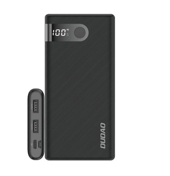 Dudao powerbank 10000 mAh 2x USB / USB Type C / micro USB 2 A with LED screen black (K9Pro-02)