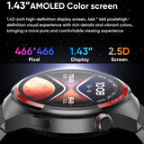 MT78 1.43 inch IP67 Waterproof Smart Watch, Support Sleep Monitoring(Black)