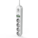 LDNIO 4xEU plug + 4 USB 5V 3,4A Power Strip for mobile, (forleingjari við 4 stik + 4xUSB)