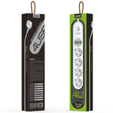 LDNIO 4xEU plug + 4 USB 5V 3,4A Power Strip for mobile, (forleingjari við 4 stik + 4xUSB)