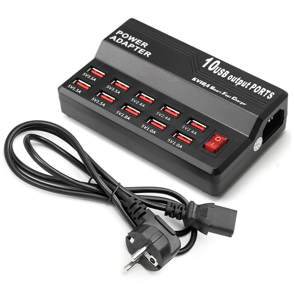 10 USB 2,0 port Charging Station, Universal Charger Power Adapter