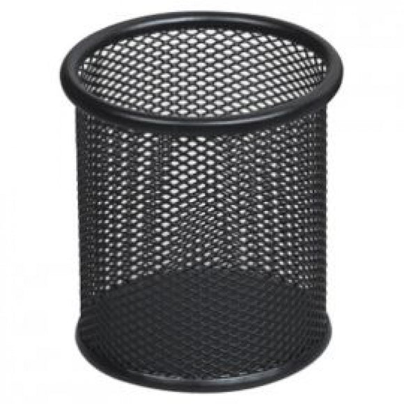 MESH WIRE PEN HOLDER ROUND BLACK