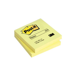 POST IT STICKY NOTES PAPER 100 (76X76 MM) YELLOW 3M 654