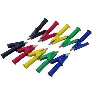 DANIU P2002 5 Diff. Color 100V 20A 4mm Banana Plug Crocodile Alligator Clips Safety Test Folders