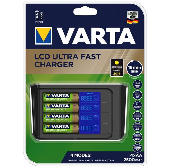 VARTA LCD ULTRA FAST LADER INKL 4XAA 2400MAH+12V AUTO ADAPTER