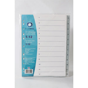 DIVIDERS PLASTIC A4 1-12 GREY BLUERING