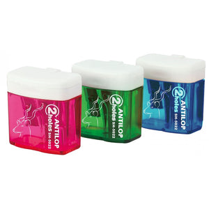PENCIL SHARPENER 2 HOLE PLASTIC WITH CONTAINER ANTILOP SH-5022
