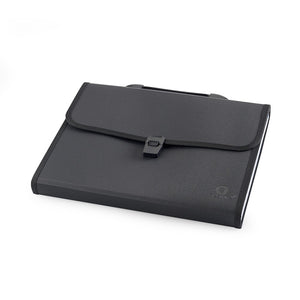 EXPANDING FILE 13POCKETS WITH HANDLE AND PIPING BLACK