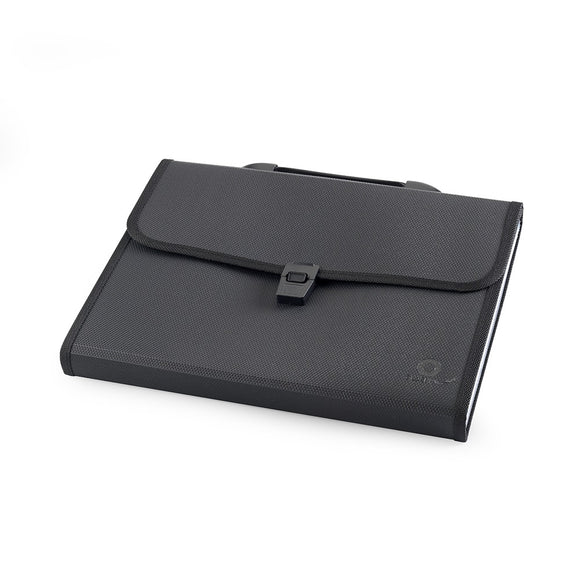 EXPANDING FILE 13POCKETS WITH HANDLE AND PIPING BLACK