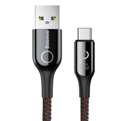 Baseus Smart Power Off 100cm Fast Charging USB Charger Cable 2.4A for iPhone LED Data Wire