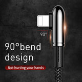 Baseus 8 Pin Angle Head Design Mobile Game Charging Cable, Length : 2m(Black)