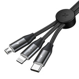 Baseus Car Co-sharing 1m 3.5A 3 in 1 USB to USB-C / Type-C + 8Pin + Micro USB Data Syn Charging Cable(Black)