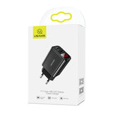 USAMS US-CC073 T17 Dual USB LED Display Travel Charger, EU Plug (Black)
