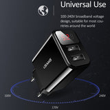 USAMS US-CC073 T17 Dual USB LED Display Travel Charger, EU Plug (Black)