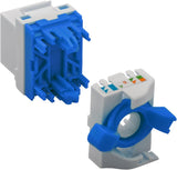 Keystone, CAT 6A, UTP Toolless 500Mhz AWG 22-24, max. cable diameter: 7.5 mm Blå