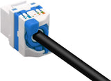 Keystone, CAT 6A, UTP Toolless 500Mhz AWG 22-24, max. cable diameter: 7.5 mm Blå