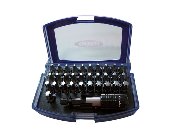 EUROTEC Bil-box med clip, Bitssæt 5X T10, T15, T20, T25, T30, T40