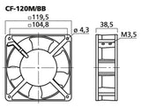 CF-120M/BB Aksialventilator ˜ 230 V/50 Hz/22 W 190 m3/h