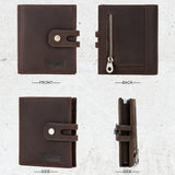 H-iram H1013 Multi-function Retro Crazy Horse Leather Zipper Coin Purse Card Bag Wallet(Coffee)