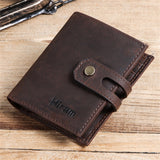 H-iram H1013 Multi-function Retro Crazy Horse Leather Zipper Coin Purse Card Bag Wallet(Coffee)