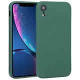 iPhone XR Liquid Silicone Full Coverage Shockproof Magsafe Phone Case(Deep Green)