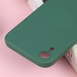 iPhone XR Liquid Silicone Full Coverage Shockproof Magsafe Phone Case(Deep Green)