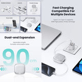 USAMS 60W USB To Type-C To Type-C 8 Pin + Micro USB Multifunctional Storage Box Data Cable, 1m (Tarnish)
