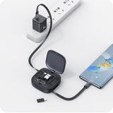 USAMS 60W USB To Type-C To Type-C 8 Pin + Micro USB Multifunctional Storage Box Data Cable, 1m (Tarnish)