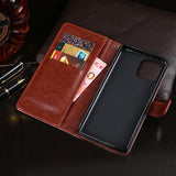 iPhone 12 / 12 Pro idewei Crazy Horse Texture Horizontal Flip Leather Case with Holder (Brown)