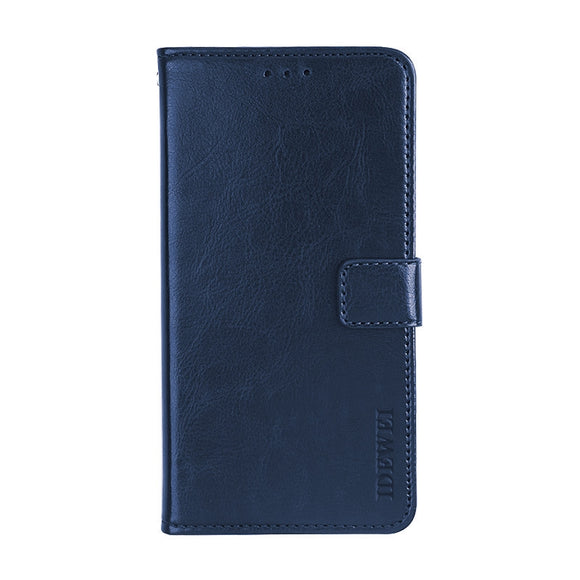 iPhone 12 / 12 Pro idewei Crazy Horse Texture Horizontal Flip Leather Case with Holder (Dark Blue)