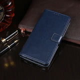 iPhone 12 / 12 Pro idewei Crazy Horse Texture Horizontal Flip Leather Case with Holder (Dark Blue)