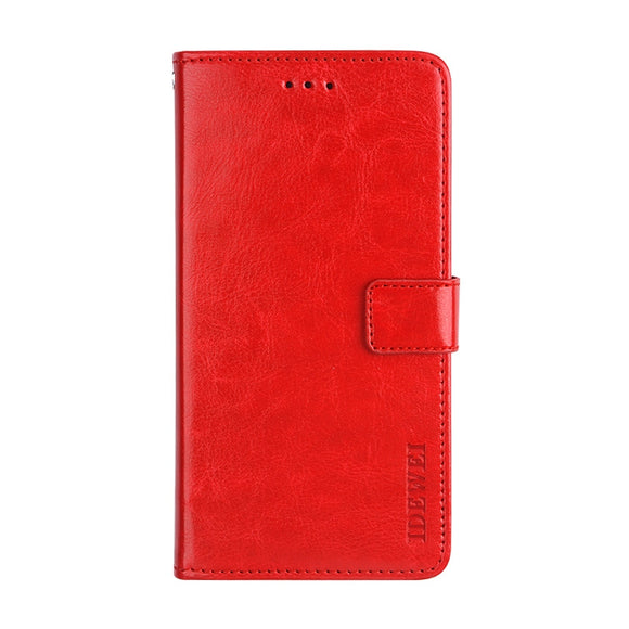 iPhone 12 / 12 Pro idewei Crazy Horse Texture Horizontal Flip Leather Case with Holder (Red)