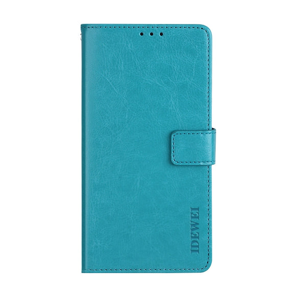 iPhone 12 / 12 Pro idewei Crazy Horse Texture Horizontal Flip Leather Case with Holder (Sky Blue)