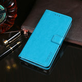iPhone 12 / 12 Pro idewei Crazy Horse Texture Horizontal Flip Leather Case with Holder (Sky Blue)