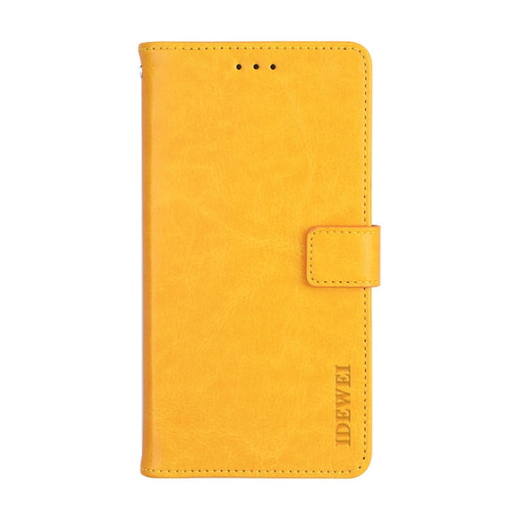 iPhone 12 / 12 Pro idewei Crazy Horse Texture Horizontal Flip Leather Case with Holder (Yellow)