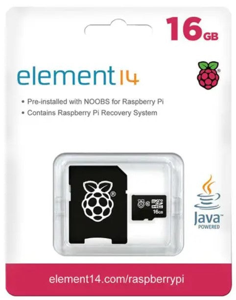 SD-kort - Forudinstalleret -NOOBs- Raspberry Pi 3- Transcend 16GB Class 10 MicroSD