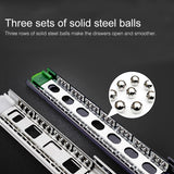 3-section Mute Stainless Steel Sliding Drawer Slides Ball Slide Rail Length: 25cm