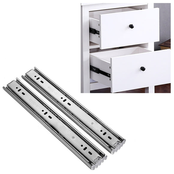 3-section Mute Stainless Steel Sliding Drawer Slides Ball Slide Rail Length: 25cm