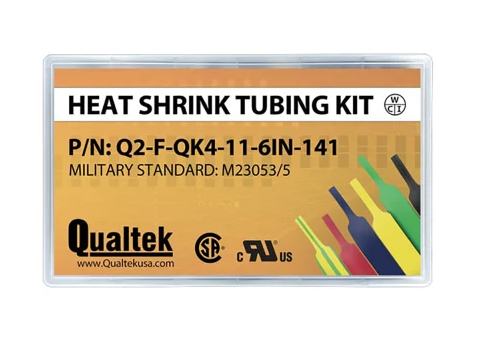 Qualtek Electronics Corp. HEAT SHRINK TUBING KIT, POLYOLEFIN, FLEXIBLE, 2:1, ASSORTED COLORS, 141 PC