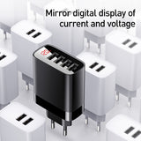 Baseus Mirror Lake Series Digital Display 4 USB Travel Charger, 30W, EU Plug(Black)